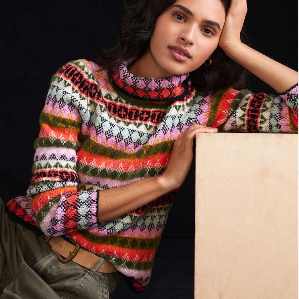 Anthropologie Maeve carol striped turtleneck jumper